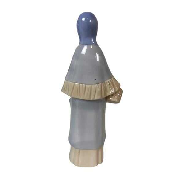 Frankel Lady Figurine Vintage Ceramic Flower Girl Basket Elegant Muted Blue - Picture 7 of 15